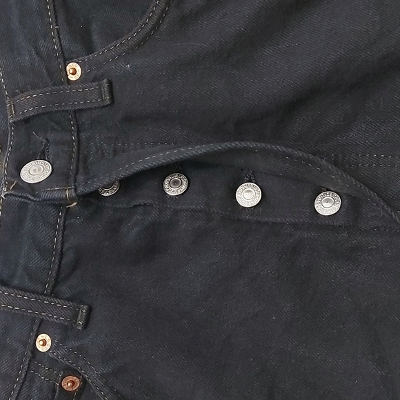 Levis 501 Black Button Fly Distressed Cut Offs - Picture 9 of 16